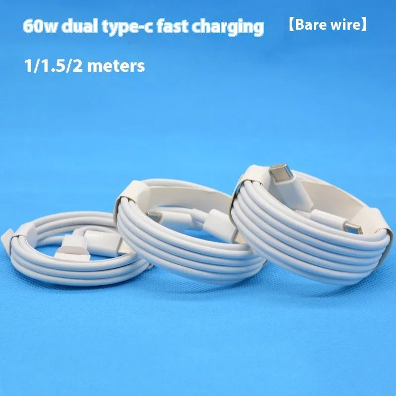 White double-headed Type-C data cable 1m length for 5W fast charging