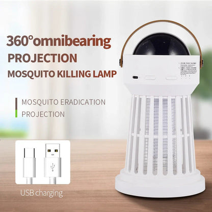 2-in-1 Mosquito Zapper and Star Projection Lamp with Folding Design for Indoor and Outdoor Use