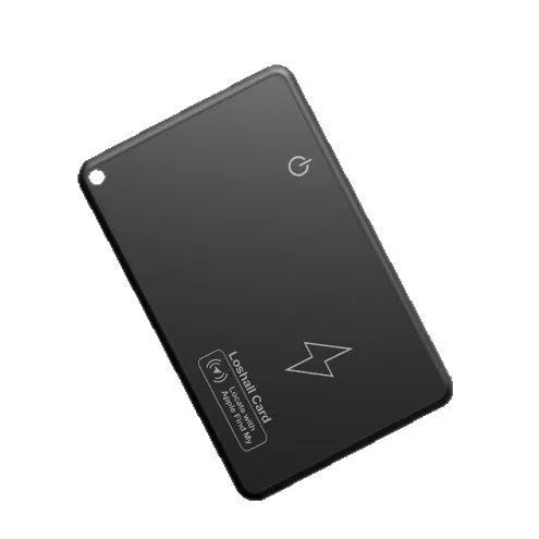 Black MFI Findmy AirTag compatible Android tracking card with keychain loop