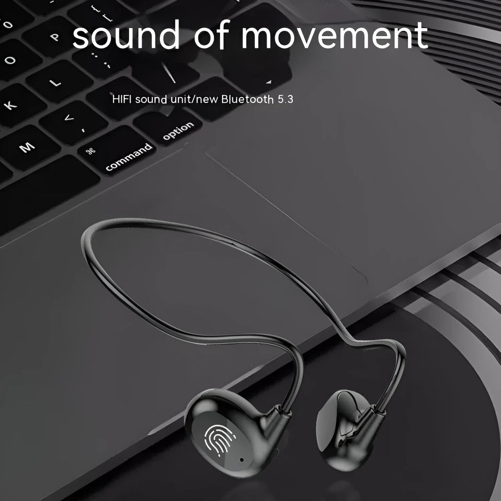 Ear hook OWS Bluetooth headset in black and white with Jerry chip, 15m range, ABS construction