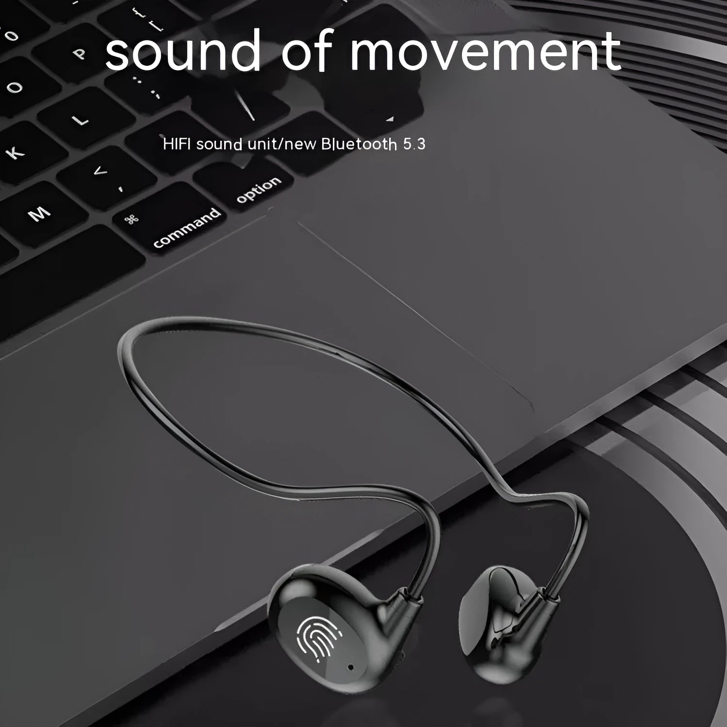 Ear hook OWS Bluetooth headset in black and white with Jerry chip, 15m range, ABS construction