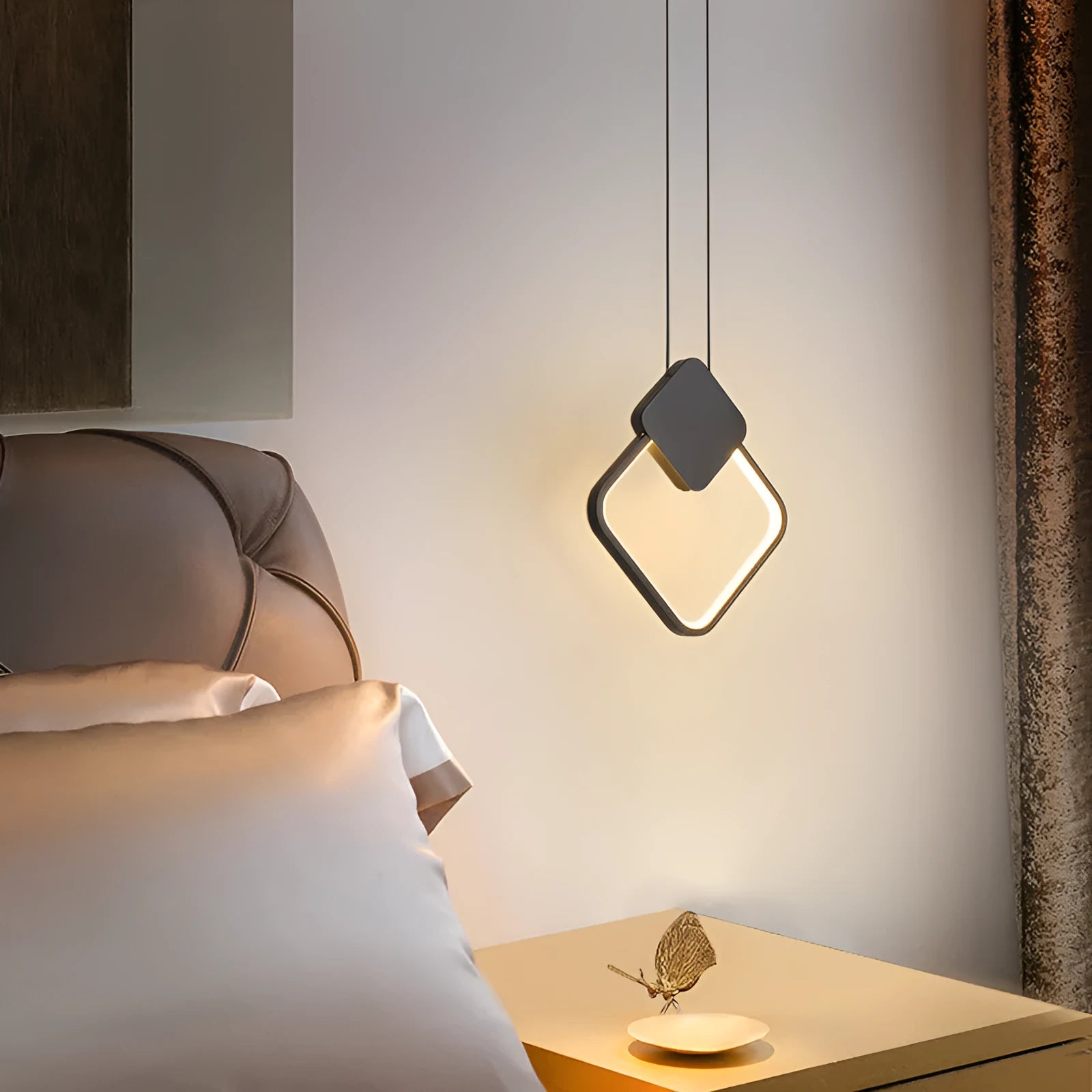 Modern simplicity black chandelier bedside bedroom light for 220V use