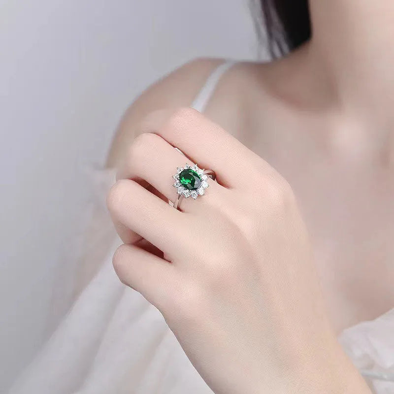 Women's floral copper ring with zirconium stone setting in choice of three colours