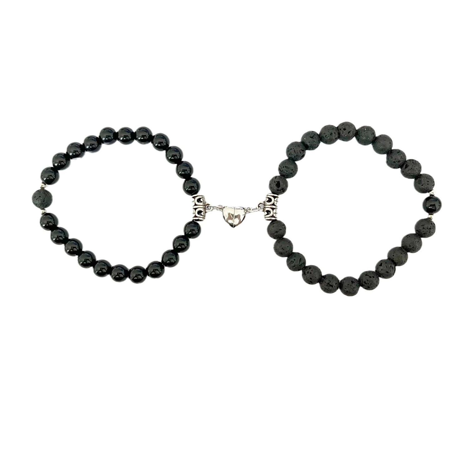 Turquoise Peach Heart Magnet Couple Design Bracelet in various colours