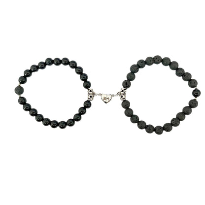 Turquoise Peach Heart Magnet Couple Design Bracelet in various colours