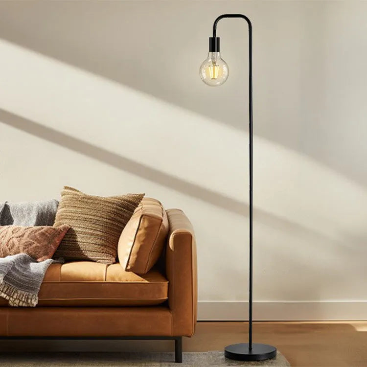 American country retro bedside lamp with metal shade in black and USB charging port