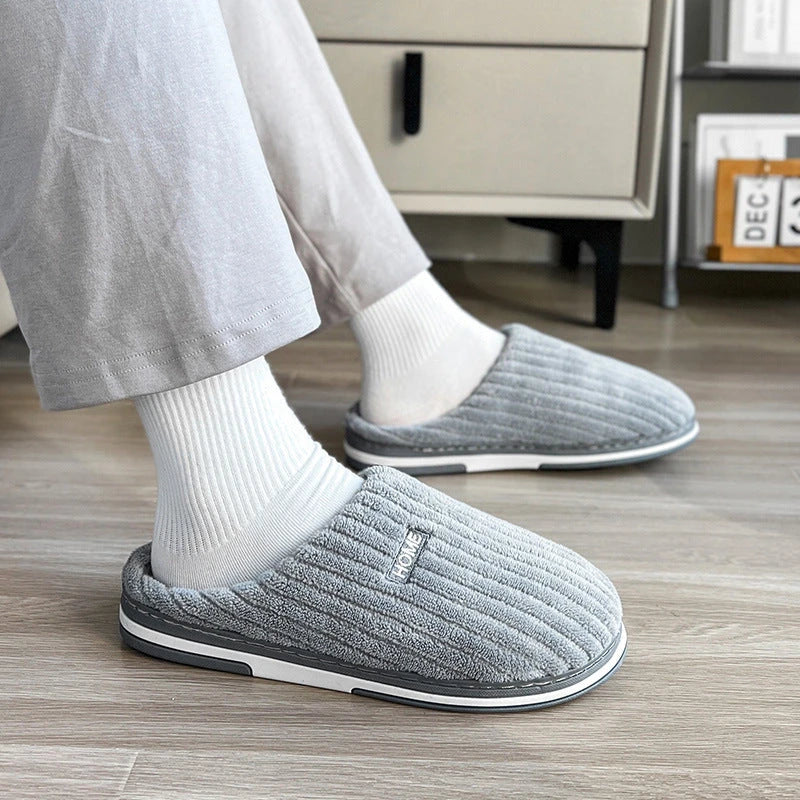 Cozy plush slippers with soft lining and non-slip outsole for indoor and light outdoor use
