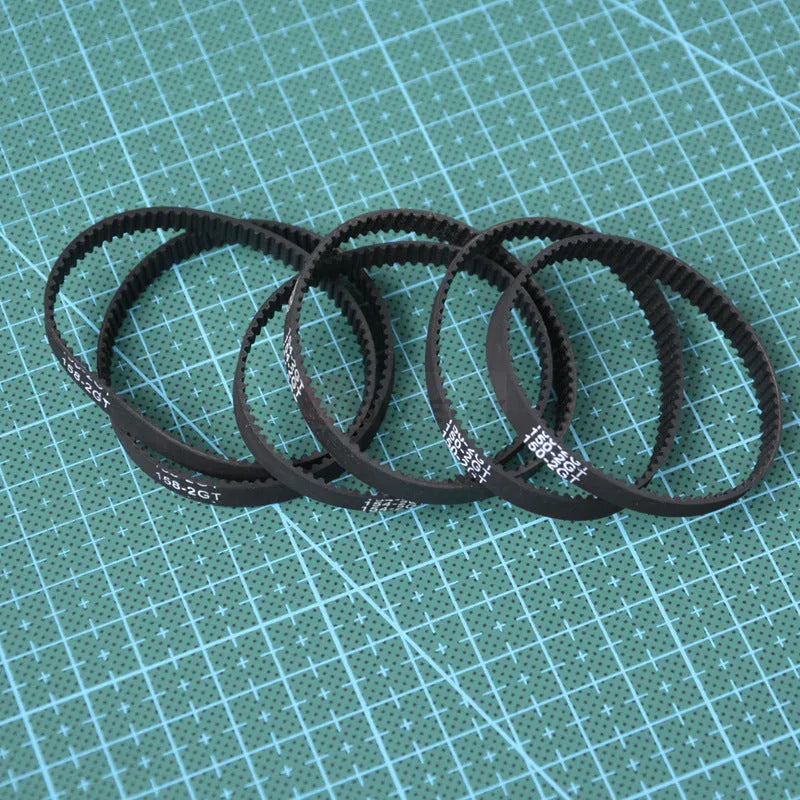 Black rubber closed loop printer timing belt 158mm circumference 6mm width