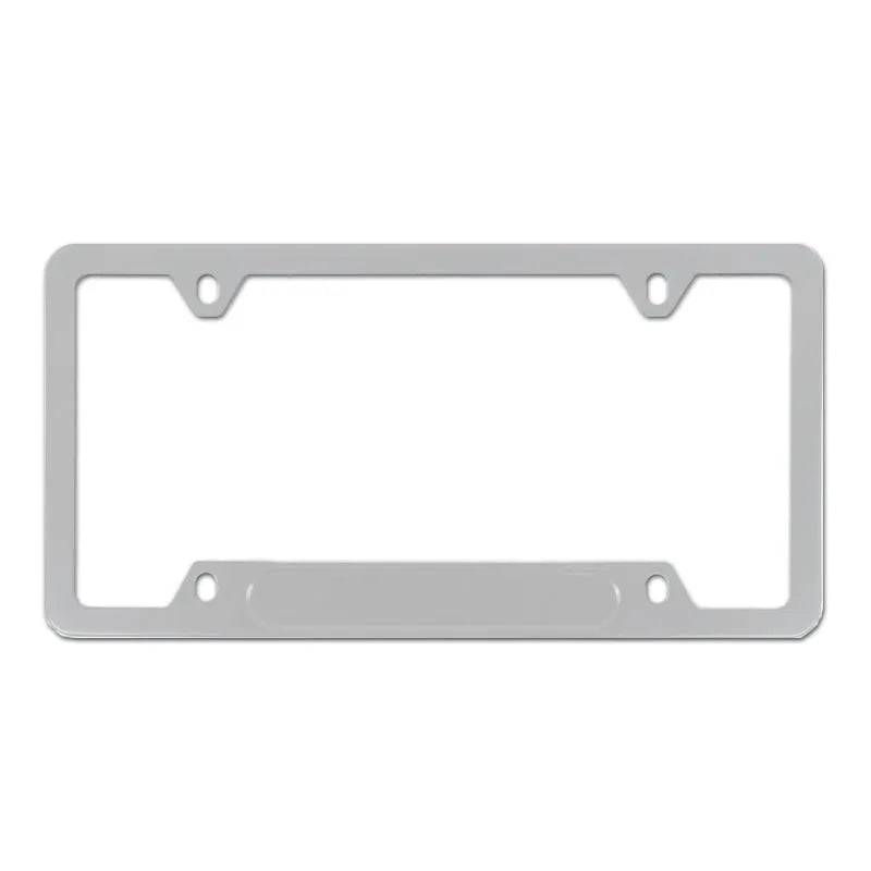Minimalist black aluminium licence plate frame with square holes for an American Standard car