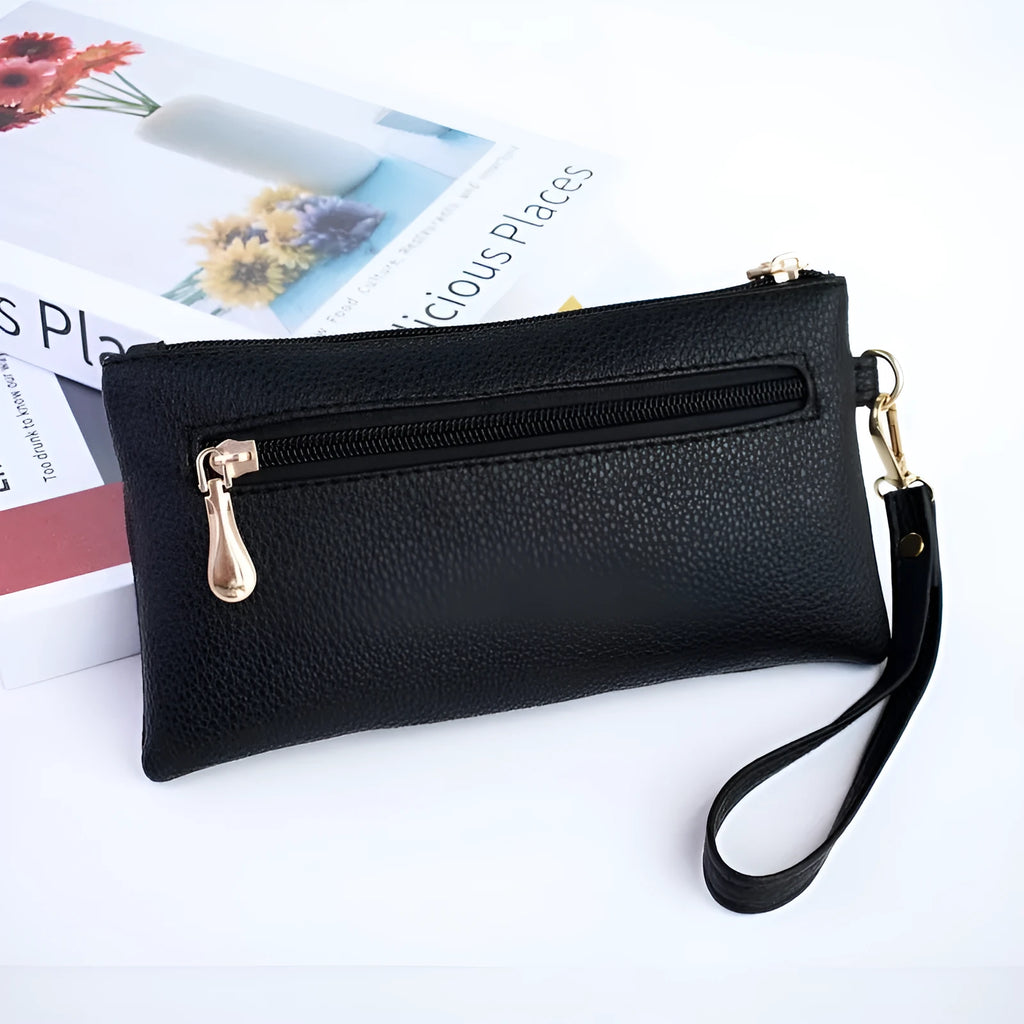Soft PU crossbody bag in horizontal square shape with internal zipper compartment