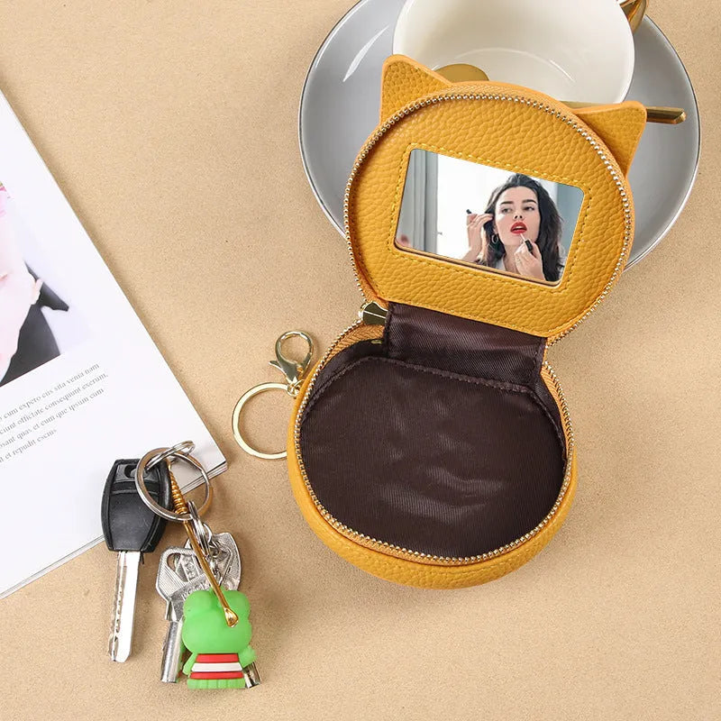 Cartoon cat women's handbag in horizontal square shape, eight colour options, PU material, includes wallet