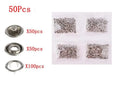 Stainless steel five-claw no-sew buttons and pliers for children's clothing.