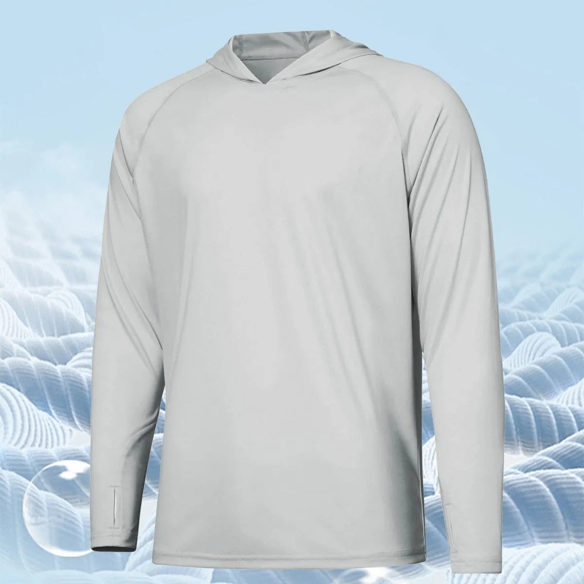 Outdoor UV protection long sleeve hooded top in polyester fabric available in multiple colours