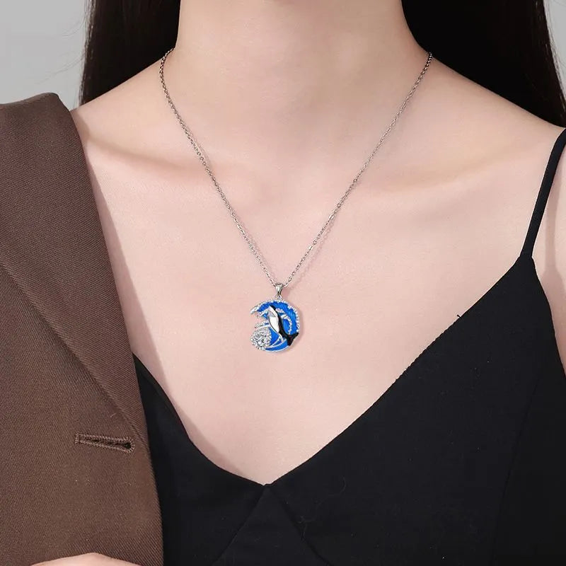 HAILANG women's shark pendant necklace with cross chain design and adjustable length