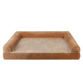 Square blue sponge dog bed insert for crates, showing breathable cloth material and dimensions.