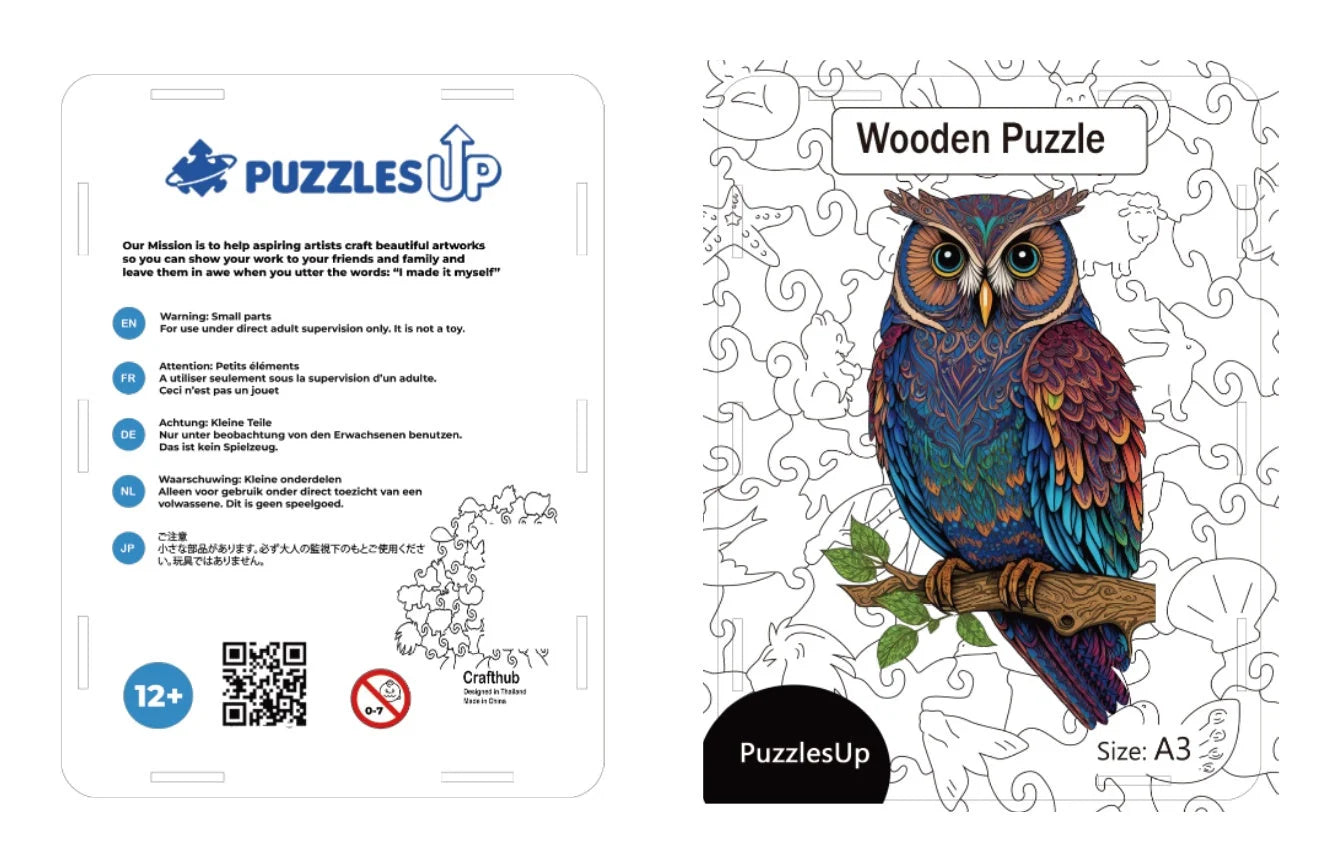 PuzzlesUp Round And Rectangle Wooden Box - Handcrafted Storage Solution