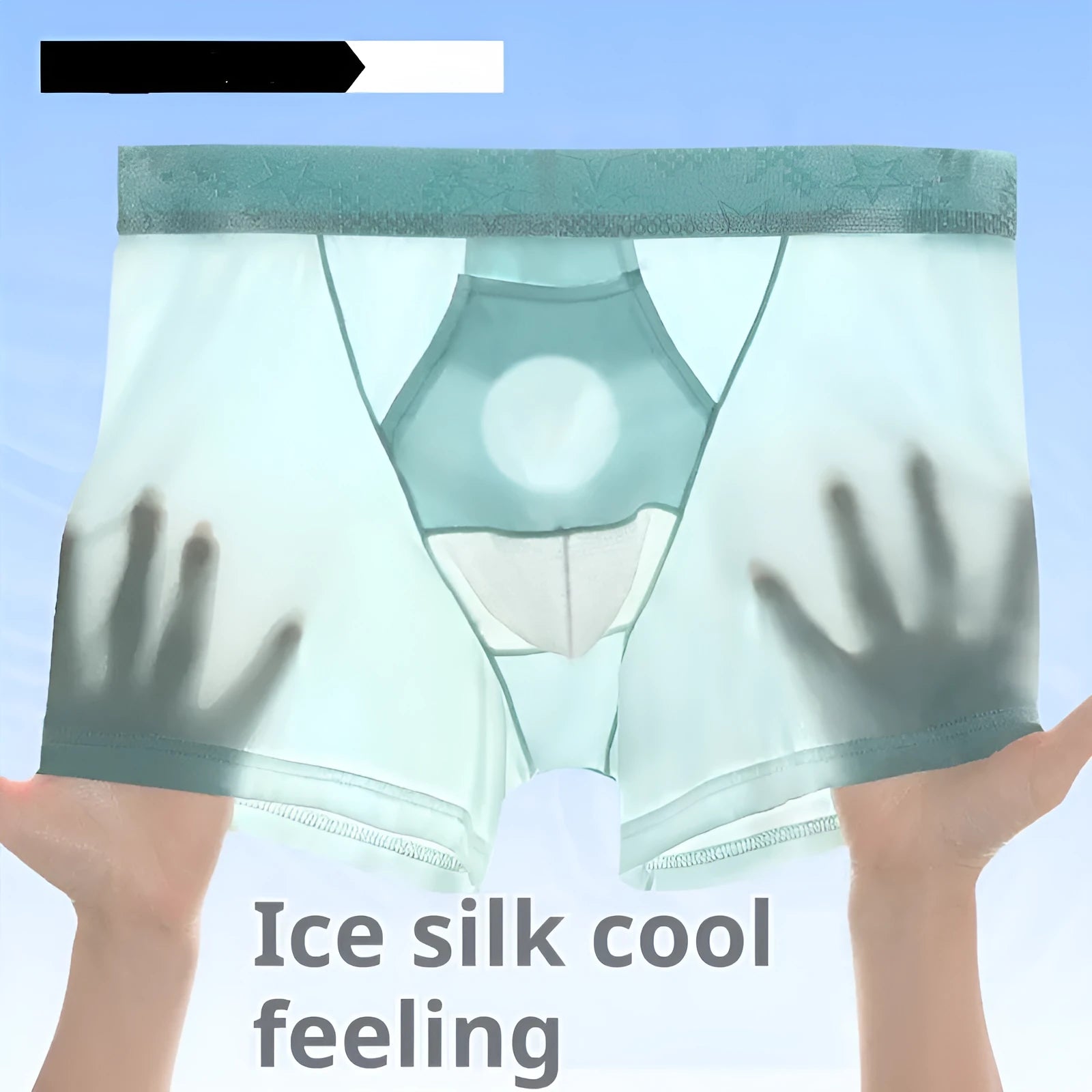 Men's ice silk nylon underwear boyshorts in mid-waist design available in five solid colours