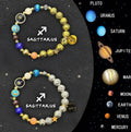 Two natural stone beaded bracelets from the twelve zodiac sign set, showing different bead colours and styles.