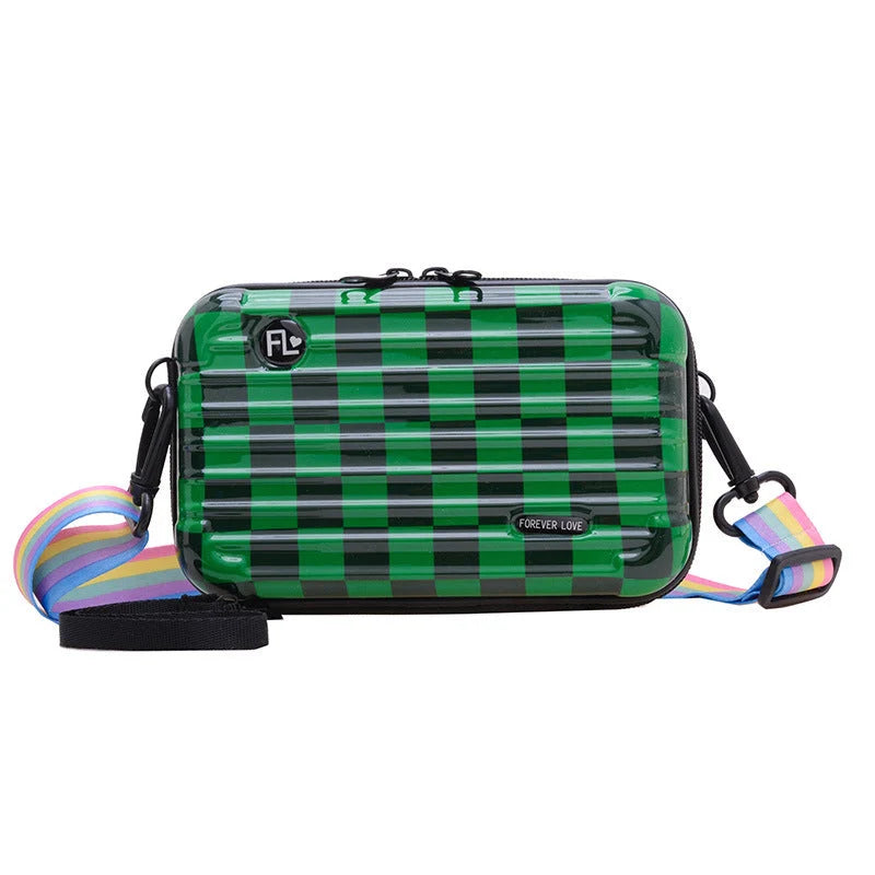 Geometric pattern PVC one-shoulder bag with adjustable strap