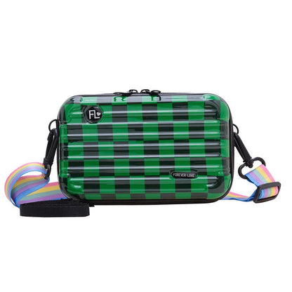 Geometric pattern PVC one-shoulder bag with adjustable strap