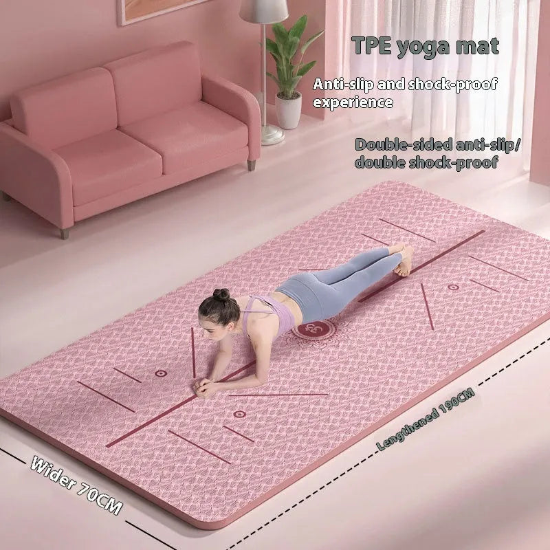TPE non-slip gymnastics mat in mint green, showing its widened 70cm width and textured surface.