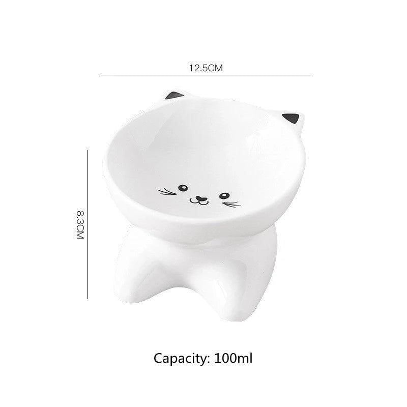 Ceramic small cat face shape pet food bowl, durable and easy to clean