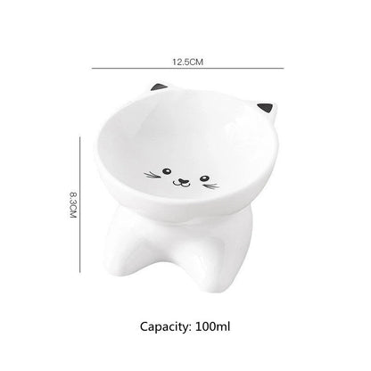 Ceramic small cat face shape pet food bowl, durable and easy to clean