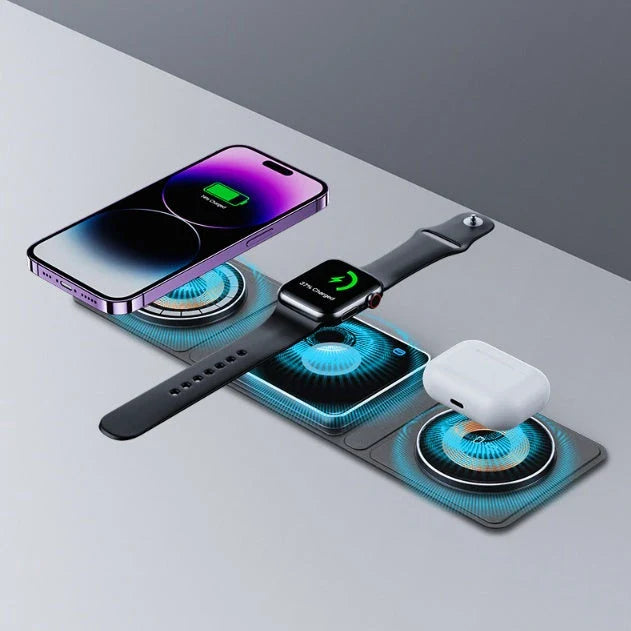 3-in-1 Magnetic Wireless Charging Station for iPhone, Apple Watch, and AirPods