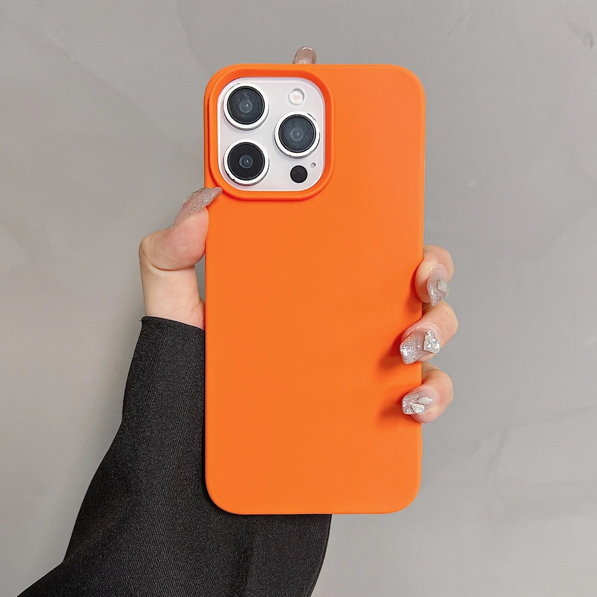 Solid colour half-pack TPU phone case with matte cover finish in RW Black, side and back view
