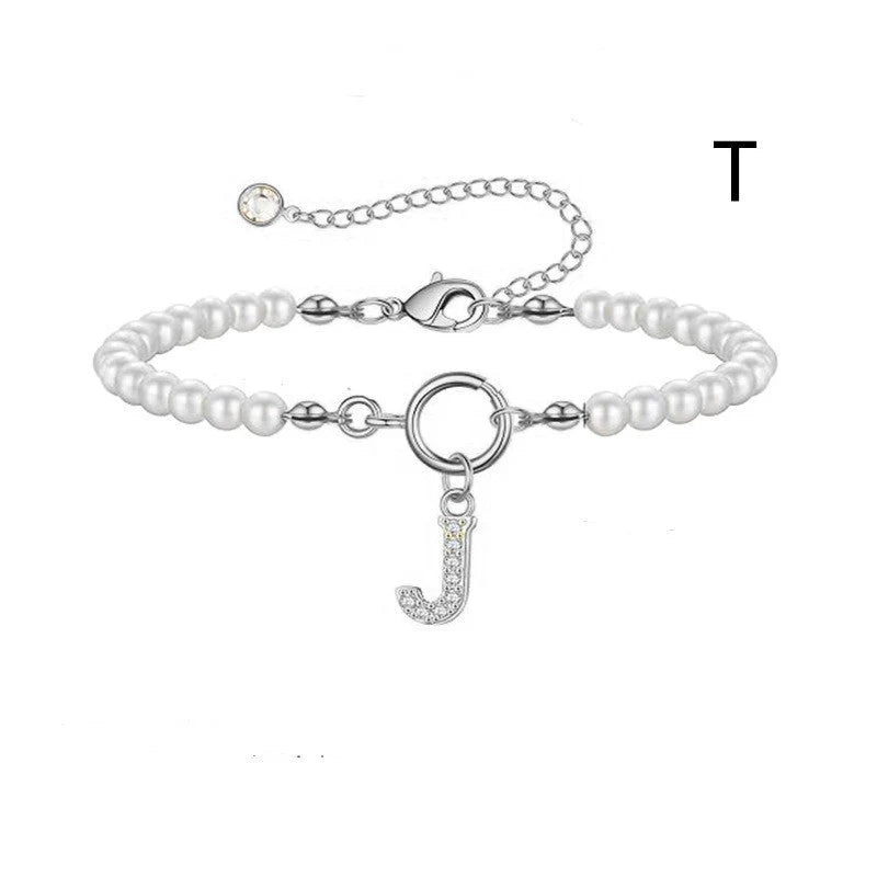 2024 personalised initial pearl bracelet for women with toggle clasp