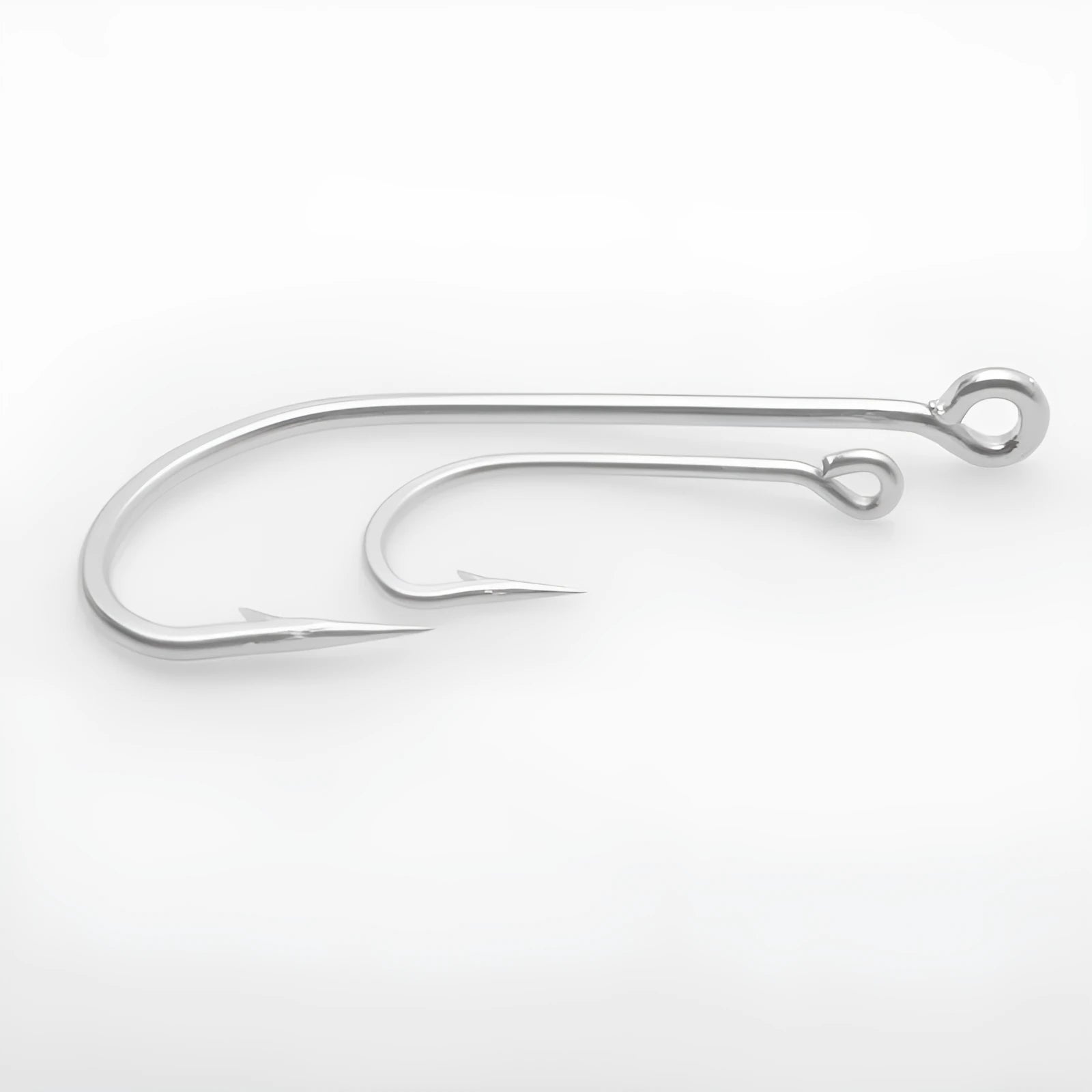 Selection of stainless steel alloy fishing hooks for sea fishing in multiple styles.