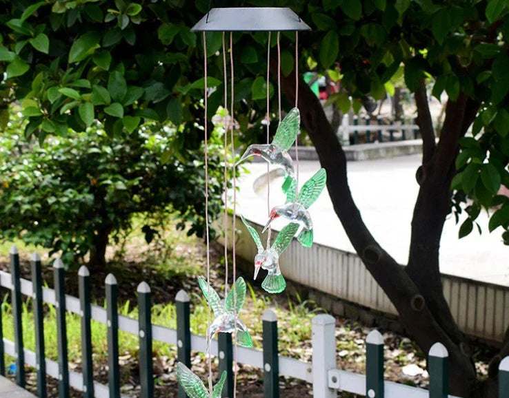 Enchanting solar-powered windchime with color-changing LED lights and chime melody for outdoor decor