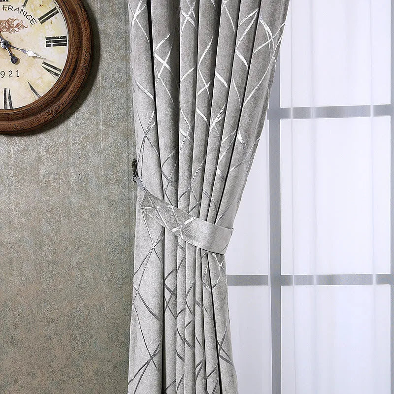 Modern minimalist chenille blackout curtain panel in neutral colour for living room