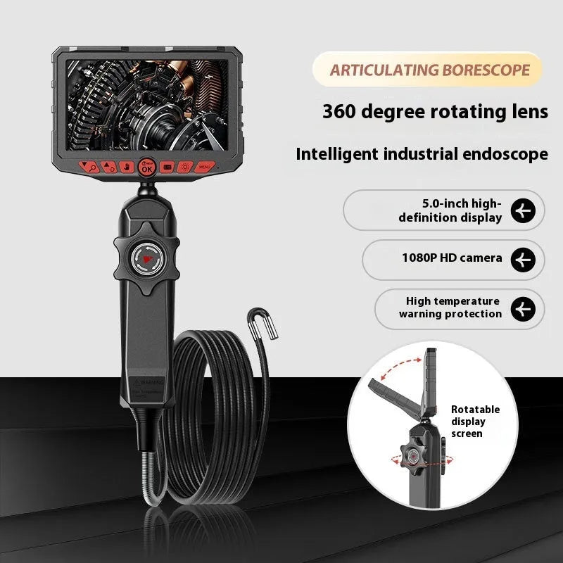 Industrial pipeline inspection camera with 6mm probe and 7-inch display for micro hole detection