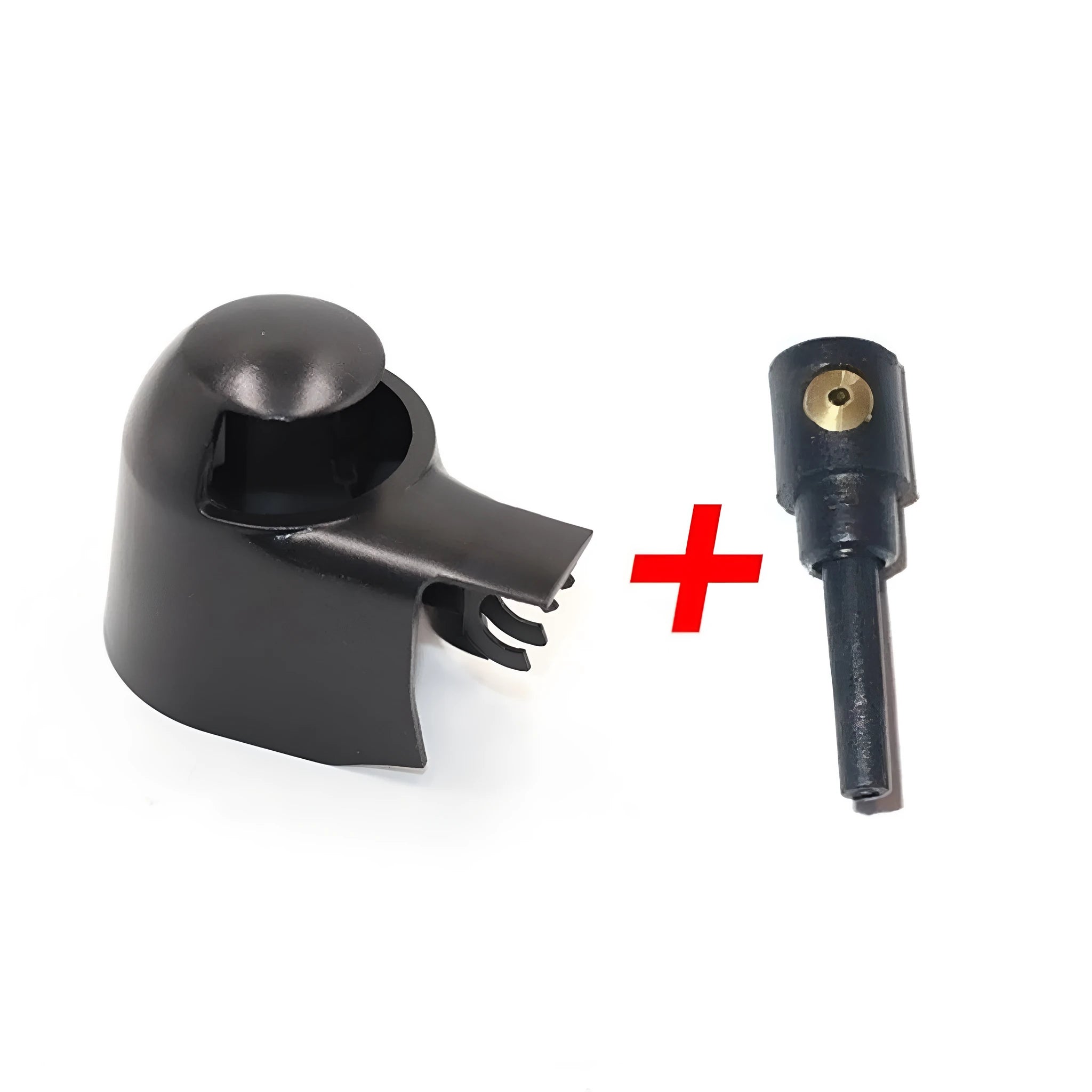 Black plastic rear wiper cover nozzle for Volkswagen Tiguan and Golf vehicles