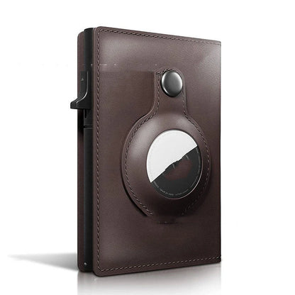 Genuine leather card holder with aluminum alloy frame in Crazy Horse finish