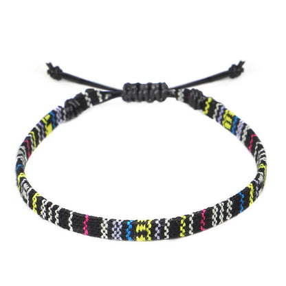 Hand woven rainbow colour bohemian style anklet for men and women