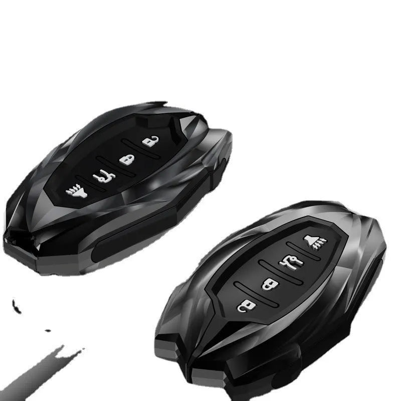 Zinc alloy key cover for 23 Chevrolet Malibu XL in black double lock style with keychain