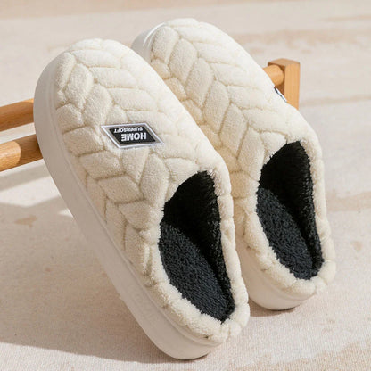 Cozy Non-Slip Plush House Slippers for Men and Women in a variety of fashionable colors with thick, non-slip soles and soft, plush lining for maximum comfort and traction.