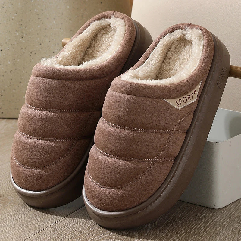 Cozy plush winter slippers in a variety of colors, featuring suede uppers and plush lining for exceptional indoor comfort and warmth.