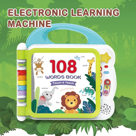 Educational English Kids Intelligent Book Learning Machine with Bluetooth in pink, red, and green