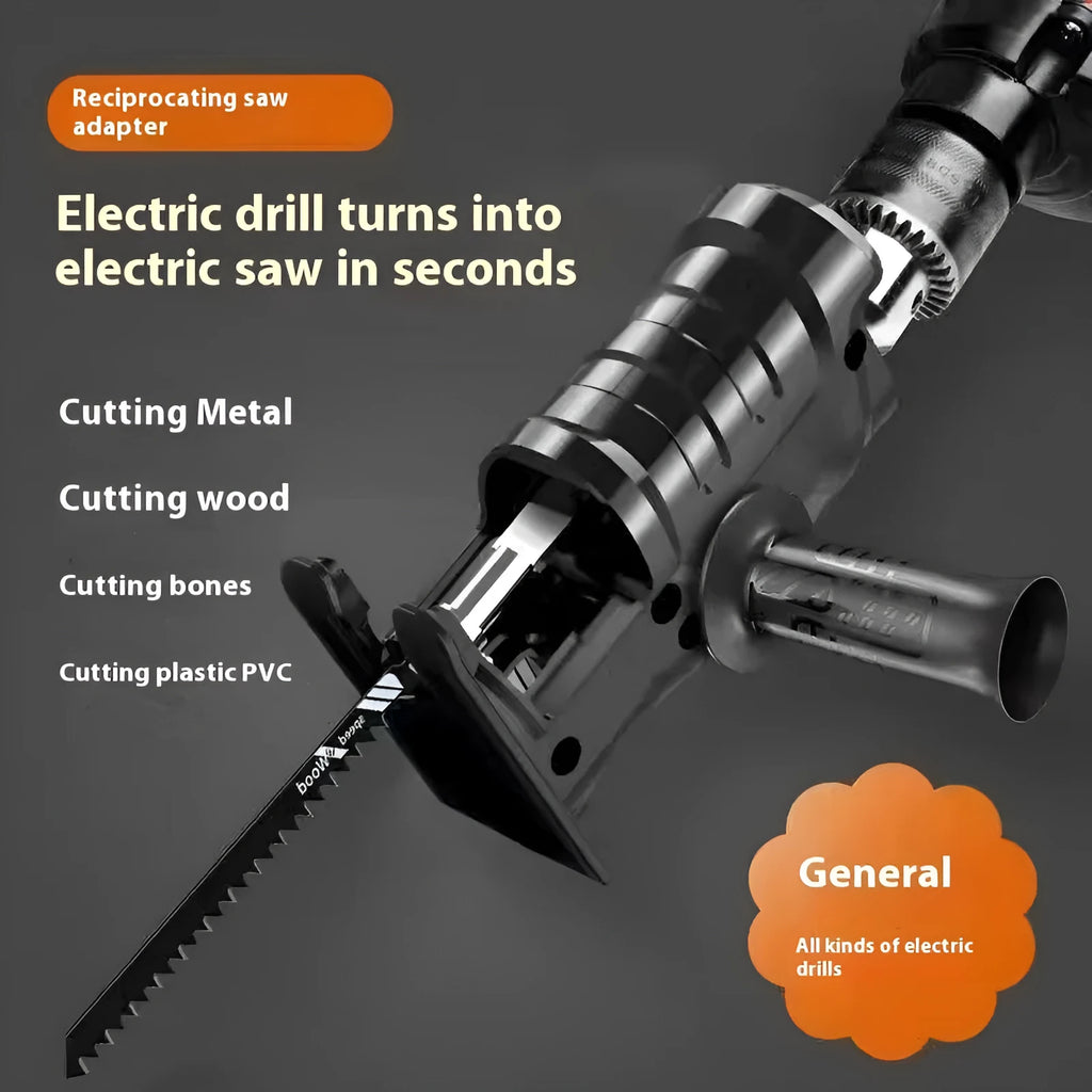 36V handheld chainsaw converter with alloy drive shaft and three saw blades for cutting