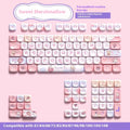 112-key five-sided sublimation Moa profile PBT mechanical keyboard keycap set in sweet cotton candy colour, boxed
