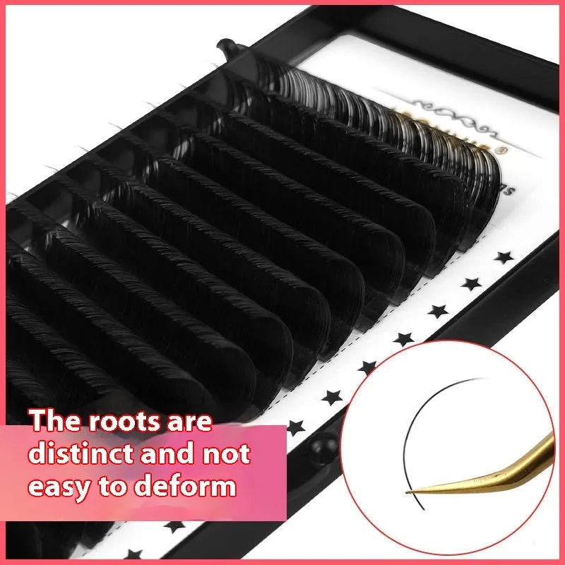 16-row dense row false eyelashes made from mink hair with matte finish, showing length options from 8mm to 18mm