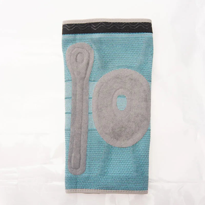 Sky blue silicone running basketball knee pad made from elastic fibre, shown in size L