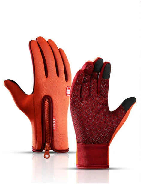 Premium touchscreen motorcycle gloves with polar fleece lining and textured grip for warmth and control