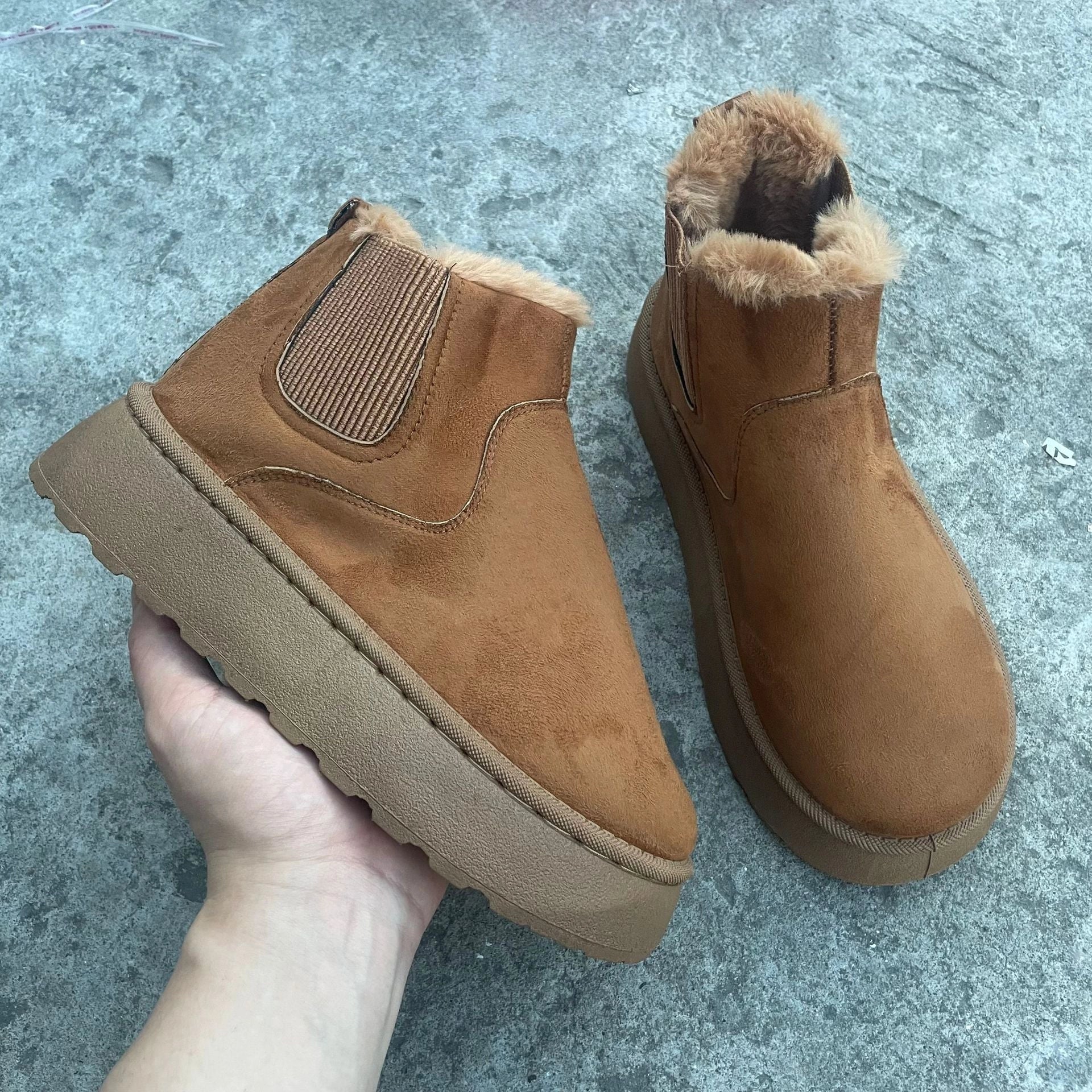 Women's winter snow boots in six colours with plush velvet lining and thick rubber sole