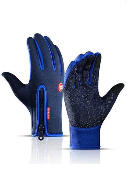 Premium touchscreen motorcycle gloves with polar fleece lining and textured grip for warmth and control