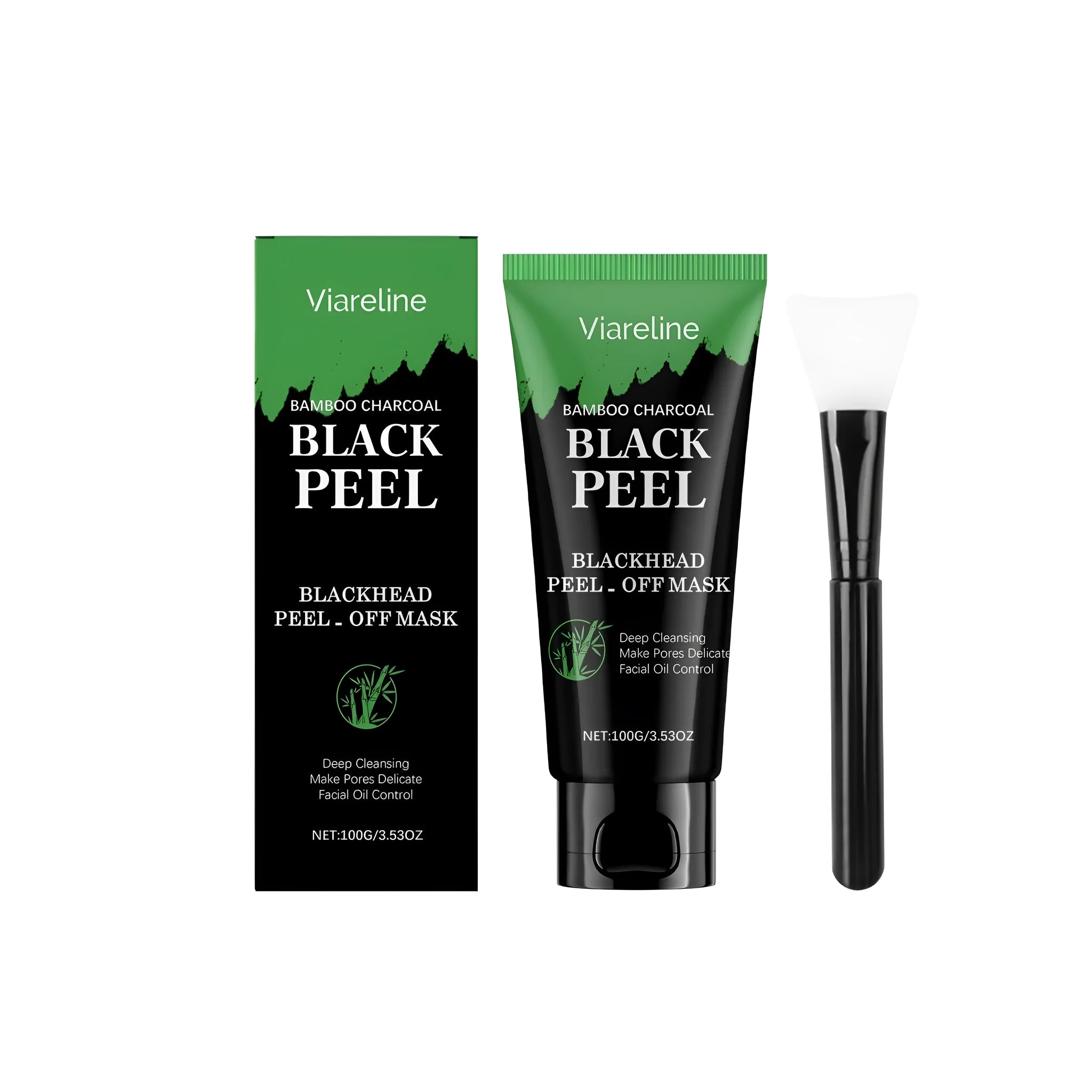 Bamboo charcoal deep cleaning facial mask 100g tube with a brush for application