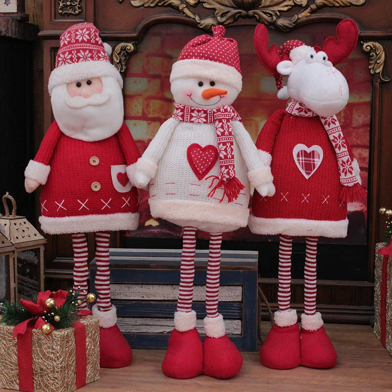 Premium telescopic Christmas figures in various designs, including an elderly man, snowman, and deer, for festive home decor